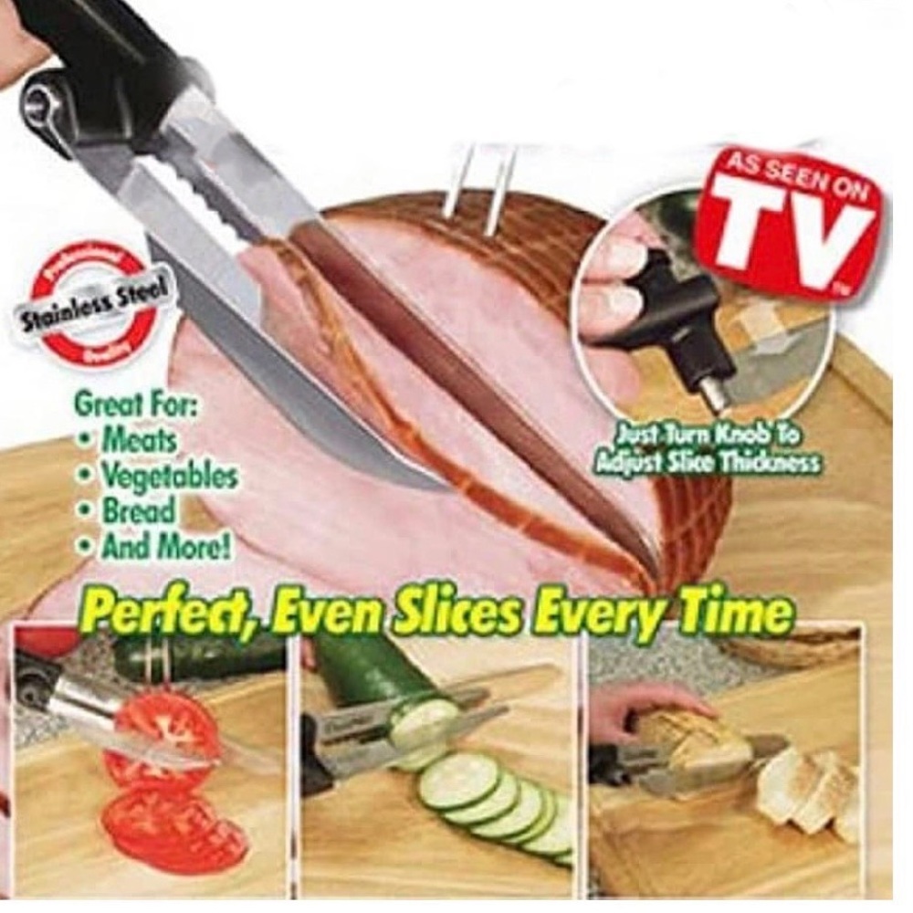 Serrated Knife with Adjustable Slicing Guide